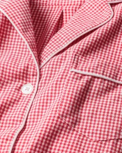 Kids Petite Plume Kid's Flannel Pajama Set in Red Mini Gingham