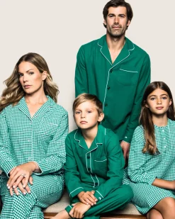 Kids Petite Plume Kid's Flannel Pajama Set in Forest Green