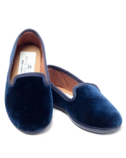 Kids Petite Plume Kid's Hamptons Loafer in Navy Velvet