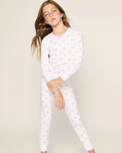 Kids Petite Plume Kid's Pima Snug Fit Pajama Set in Blushing Bows