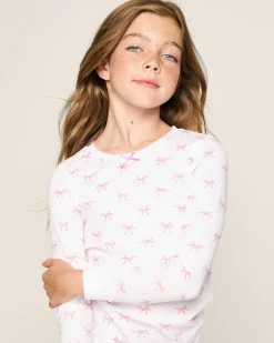 Kids Petite Plume Kid's Pima Snug Fit Pajama Set in Blushing Bows