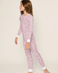 Kids Petite Plume Kid's Pima Snug Fit Pajama Set in Fleurs de Rose