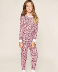 Kids Petite Plume Kid's Pima Snug Fit Pajama Set in Fleurs de Rose