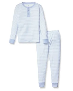 Kids Petite Plume Kid's Pima Snug Fit Pajama Set in Grey Stripes