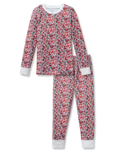 Kids Petite Plume Kid's Pima Snug Fit Pajama Set in Fleurs des Bois