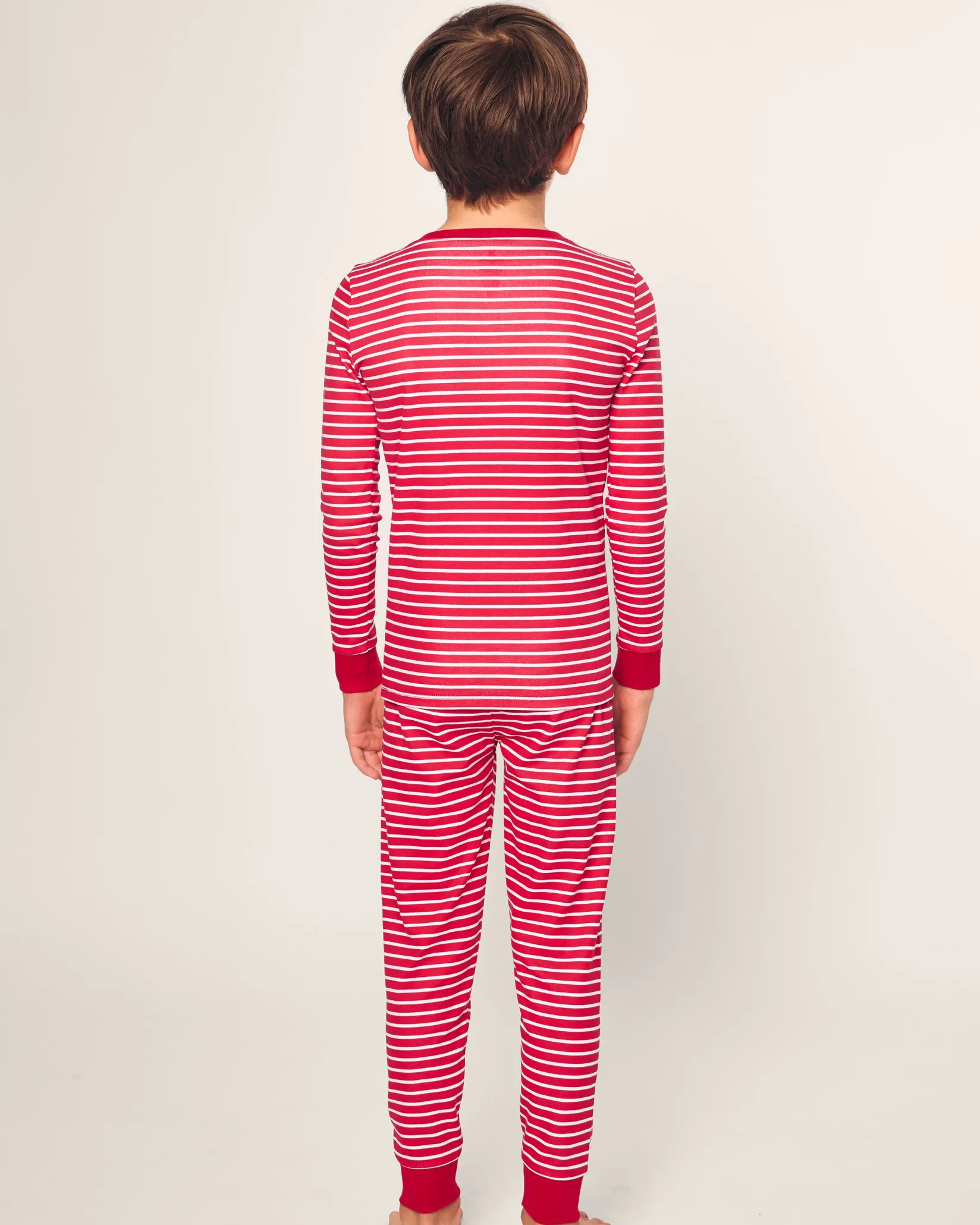 Kids Petite Plume Kid's Pima Snug Fit Pajama Set in Red Stripe