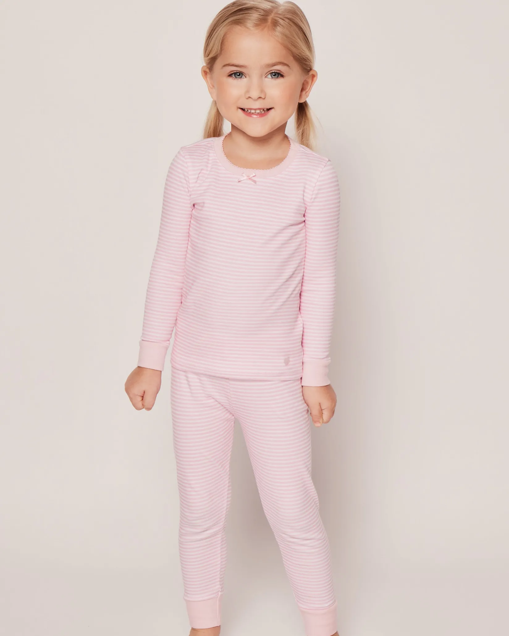 Kids Petite Plume Kid's Pima Snug Fit Pajama Set in Pink Stripes