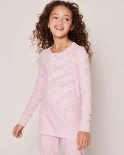 Kids Petite Plume Kid's Pima Snug Fit Pajama Set in Pink Stripes