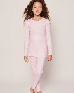 Kids Petite Plume Kid's Pima Snug Fit Pajama Set in Pink Stripes