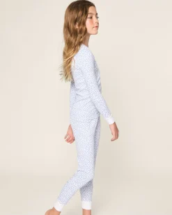 Kids Petite Plume Kid's Pima Snug Fit Pajama Set in Bluehearts