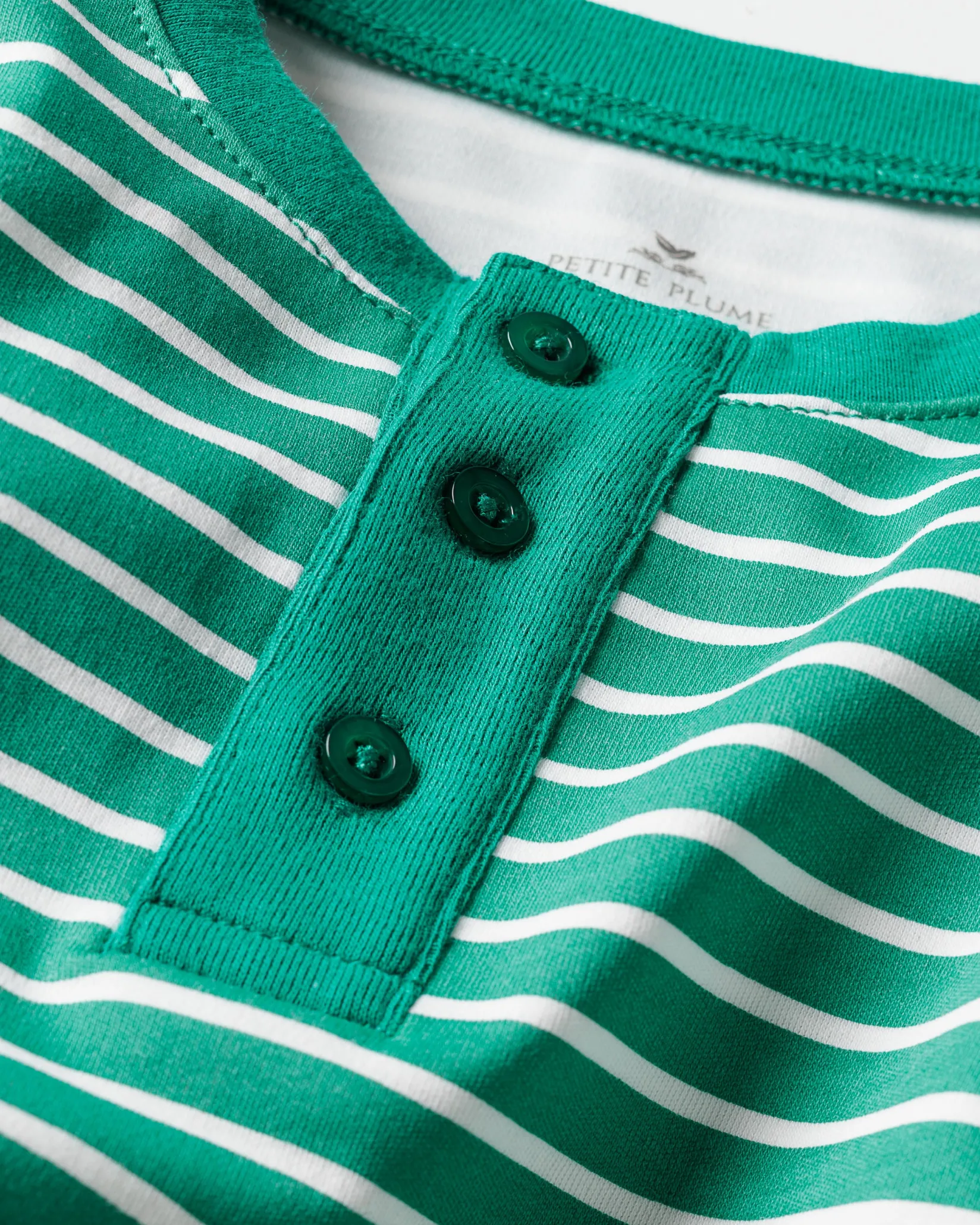 Kids Petite Plume Kid's Pima Snug Fit Pajama Set in Green Stripe