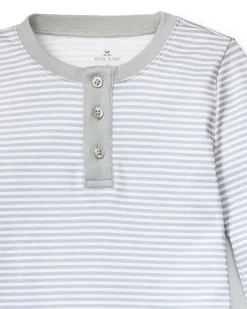 Kids Petite Plume Kid's Pima Snug Fit Pajama Set in Blue Stripes