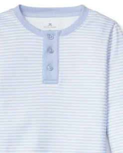 Kids Petite Plume Kid's Pima Snug Fit Pajama Set in Navy Stripes