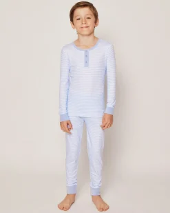 Kids Petite Plume Kid's Pima Snug Fit Pajama Set in Navy Stripes