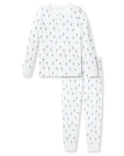 Kids Petite Plume Kids Pima Snug Fit Pajama Set in Palmier