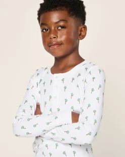 Kids Petite Plume Kids Pima Snug Fit Pajama Set in Palmier