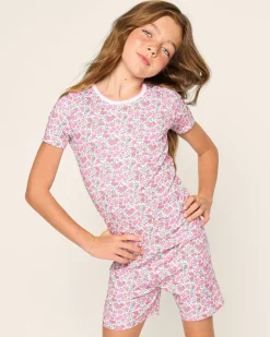 Kids Petite Plume Kid's Pima Snug Fit Short Set in Fleur D'Azur