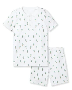 Kids Petite Plume Kid's Pima Snug Fit Short Set in Palmier