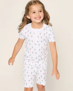 Kids Petite Plume Kid's Pima Snug Fit Short Set in Palmier