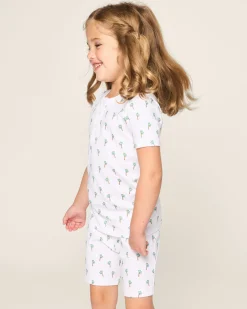 Kids Petite Plume Kid's Pima Snug Fit Short Set in Palmier