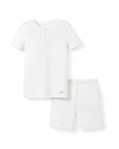 Kids Petite Plume Kid's Pima Snug Fit Short Set in Grey Stars