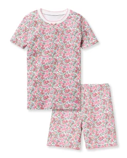 Kids Petite Plume Kid's Pima Snug Fit Short Set in Fleurs de Rose