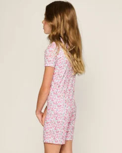 Kids Petite Plume Kid's Pima Snug Fit Short Set in Fleurs de Rose
