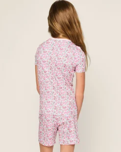 Kids Petite Plume Kid's Pima Snug Fit Short Set in Fleurs de Rose