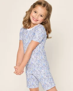 Kids Petite Plume Kid's Pima Snug Fit Short Set in Fleurs de Rose