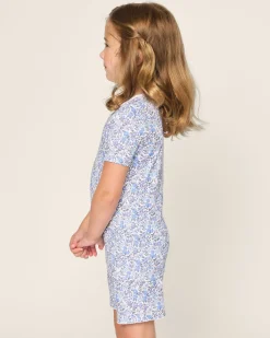 Kids Petite Plume Kid's Pima Snug Fit Short Set in Fleurs de Rose