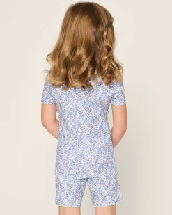 Kids Petite Plume Kid's Pima Snug Fit Short Set in Fleurs de Rose