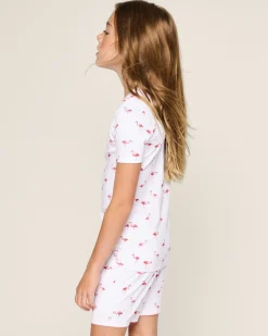 Kids Petite Plume Kid's Pima Snug Fit Short Set in Flamingos