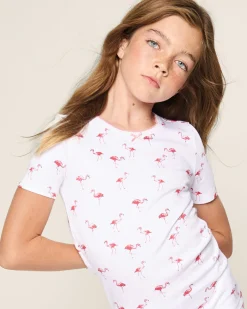 Kids Petite Plume Kid's Pima Snug Fit Short Set in Flamingos