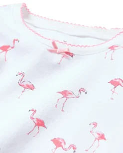 Kids Petite Plume Kid's Pima Snug Fit Short Set in Flamingos