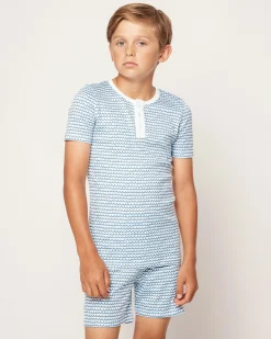 Kids Petite Plume Kid's Pima Snug Fit Short Set in La Mer