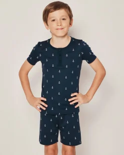 Kids Petite Plume Kid's Pima Snug Fit Short Set in La Mer