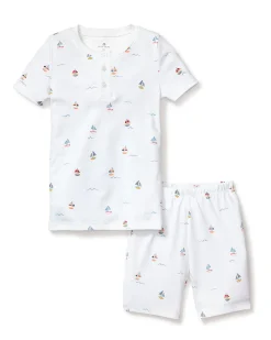 Kids Petite Plume Kid's Pima Snug Fit Short Set in La Mer