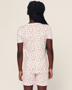 Kids Petite Plume Kid's Pima Snug Fit Short Set in Cherry Orchard