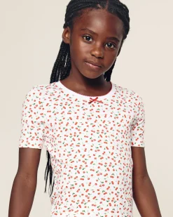 Kids Petite Plume Kid's Pima Snug Fit Short Set in Cherry Orchard