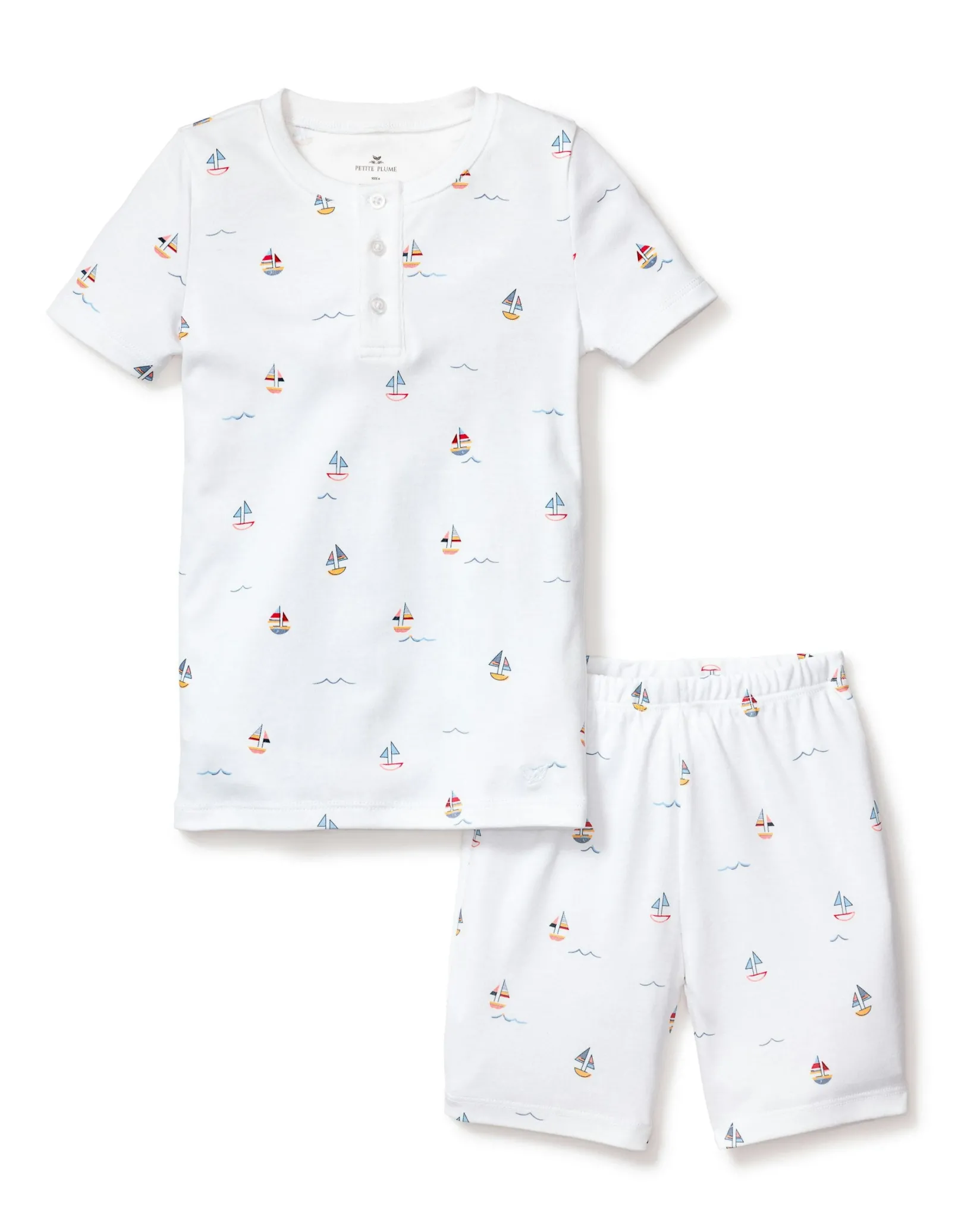 Kids Petite Plume Kid's Pima Snug Fit Short Set in Portsmouth Anchors