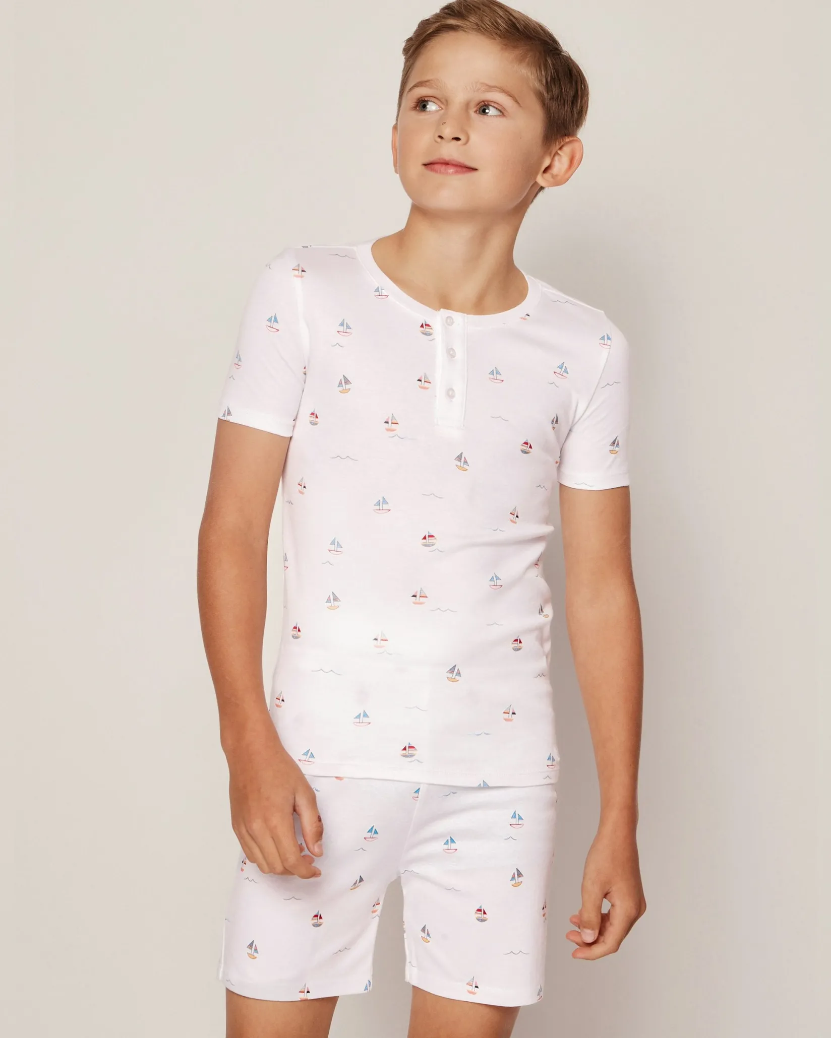 Kids Petite Plume Kid's Pima Snug Fit Short Set in Portsmouth Anchors