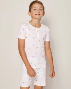 Kids Petite Plume Kid's Pima Snug Fit Short Set in Portsmouth Anchors