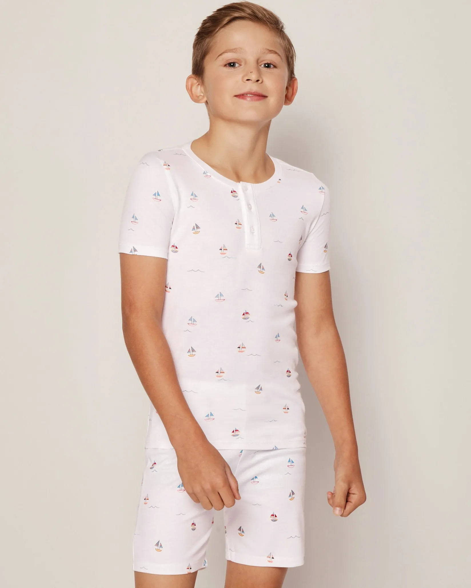Kids Petite Plume Kid's Pima Snug Fit Short Set in Portsmouth Anchors
