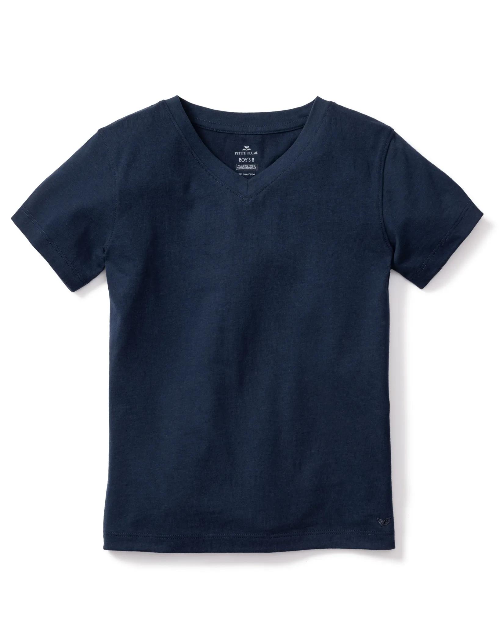 Kids Petite Plume Kid's Pima V-Neck Top in Navy