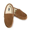 Kids Petite Plume Kid's Suede Slippers in Tan