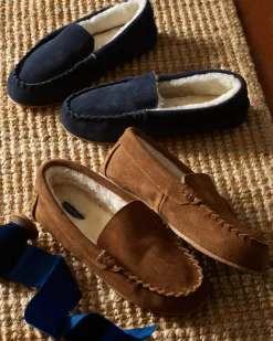Kids Petite Plume Kid's Suede Slippers in Tan