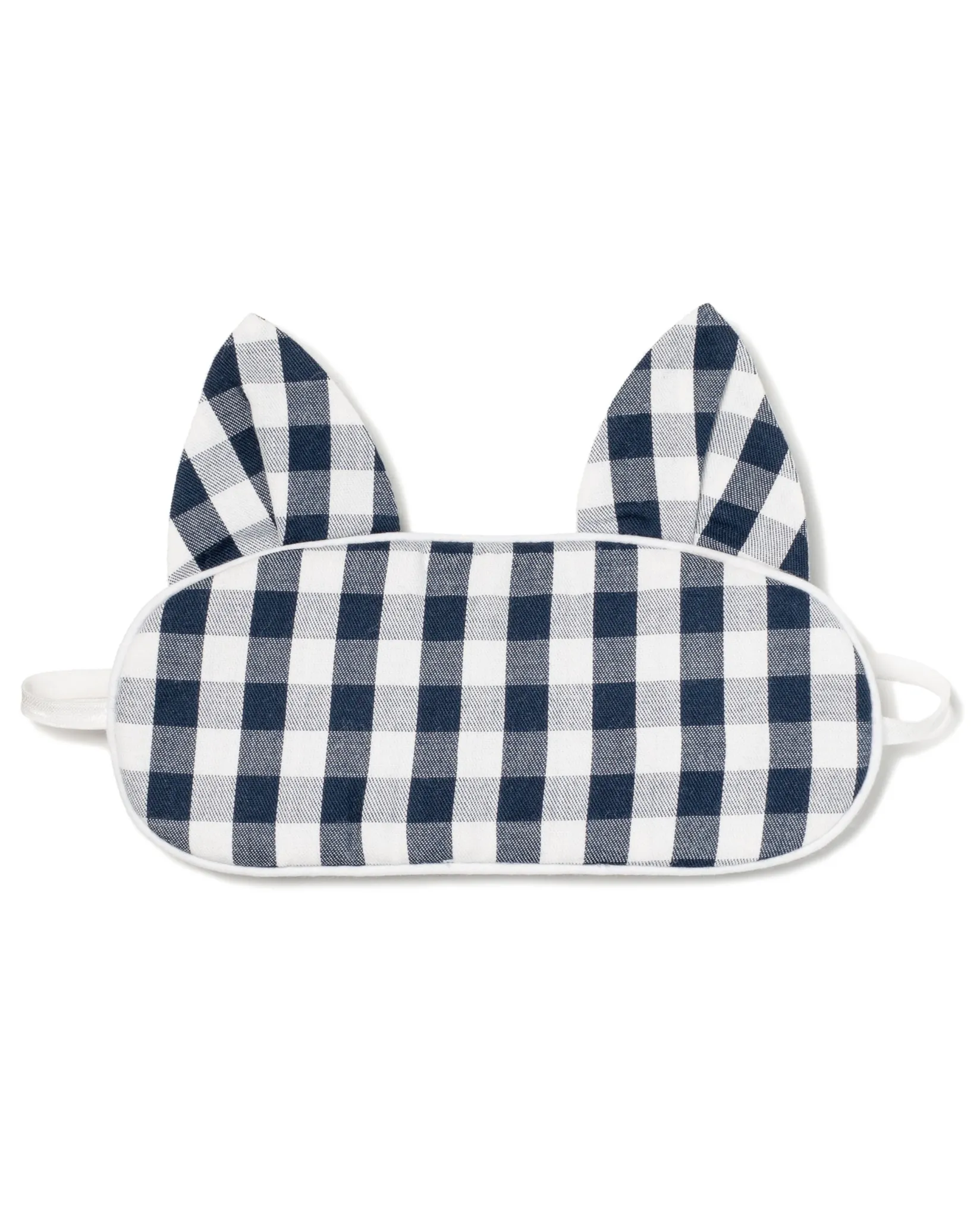 Kids Petite Plume Kid's Twill Kitty Sleep Mask in Navy Gingham