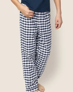 Kids Petite Plume Kid's Twill Pajama Pants in Navy Gingham