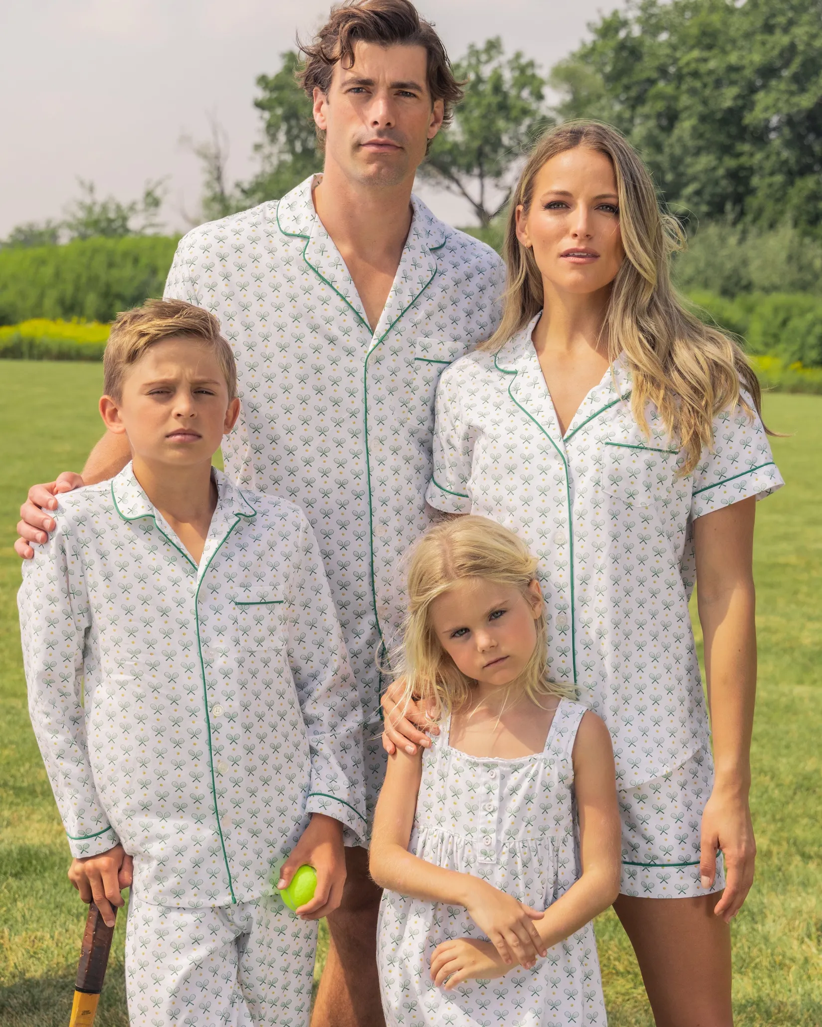 Kids Petite Plume Kid's Twill Pajama Set in Match Point
