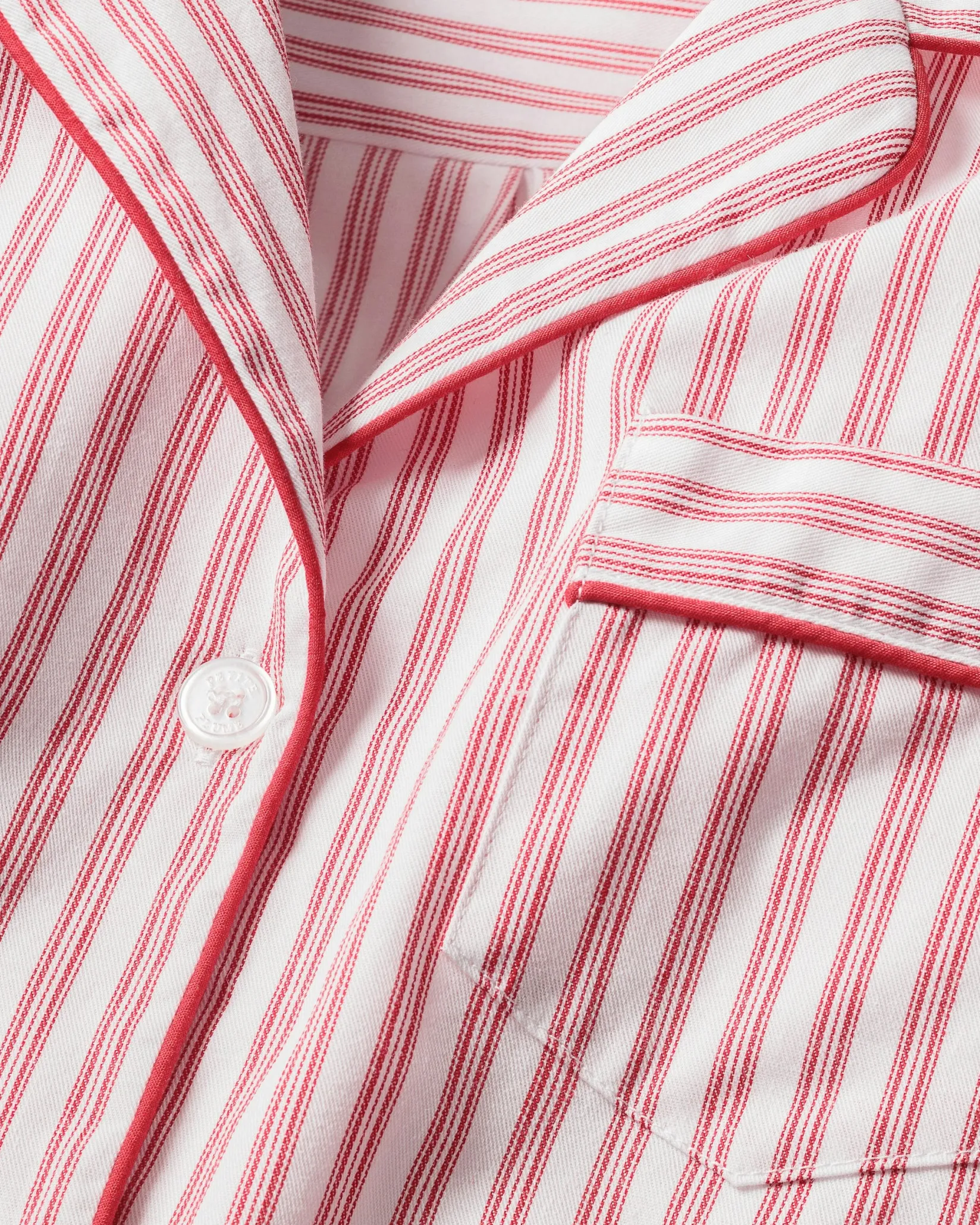 Kids Petite Plume Kid's Twill Pajama Set in Antique Red Ticking